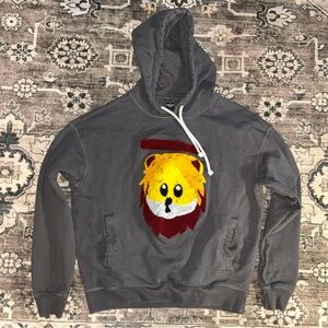 Men's Gray Hoodie with Lion Graphic
